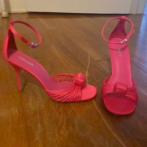 Larroude *Valerie* Sandal-size 8-pink satin-90mm heel